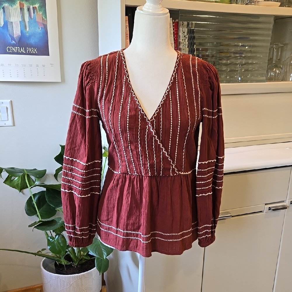 NWT Madewell Rust/Cream Top Size XS